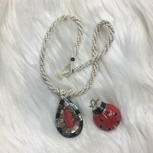 Handmade, mother of pearl pendant, 18” necklace.